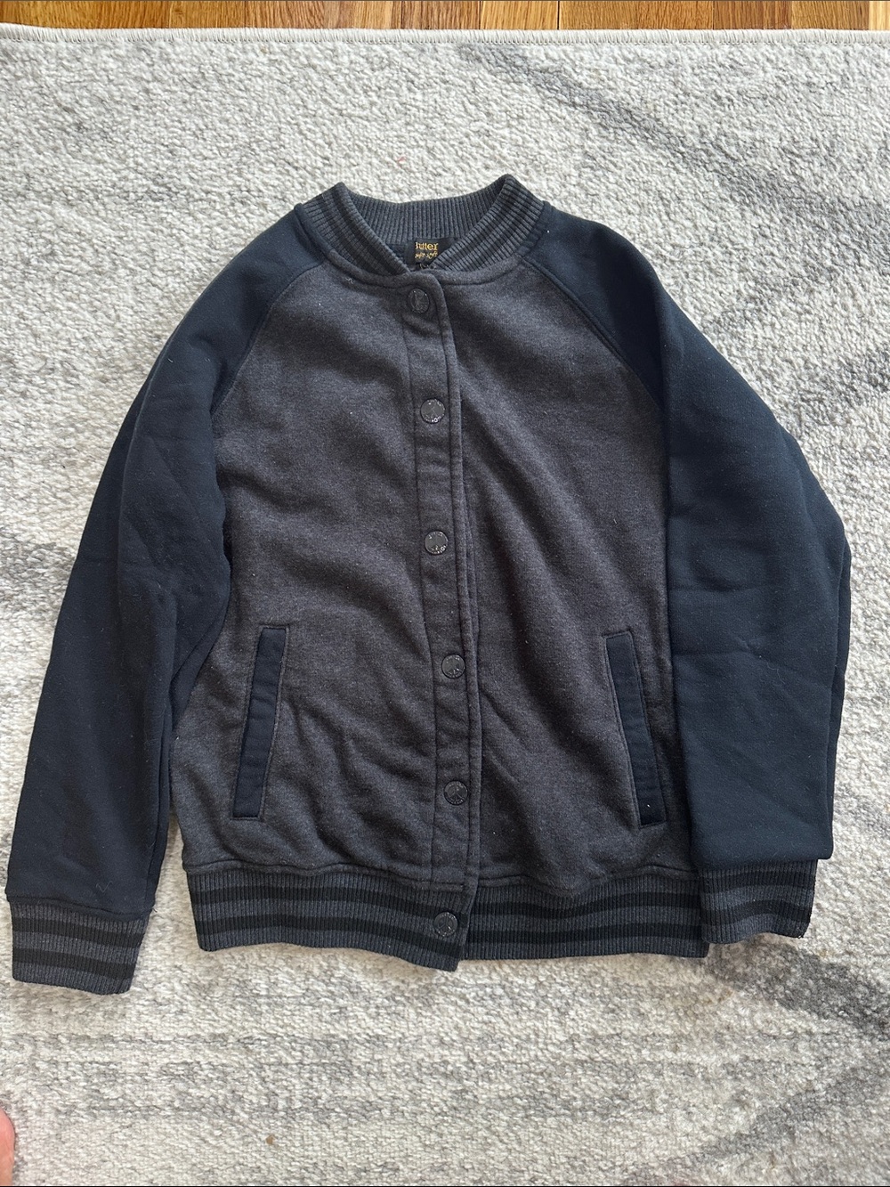 Butter Black & Charcoal Bomber Jacket